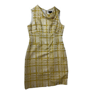 Tahari Arthur S. Levine Jacquard Sheath Dress Envelope Collar Brooch Classic 12